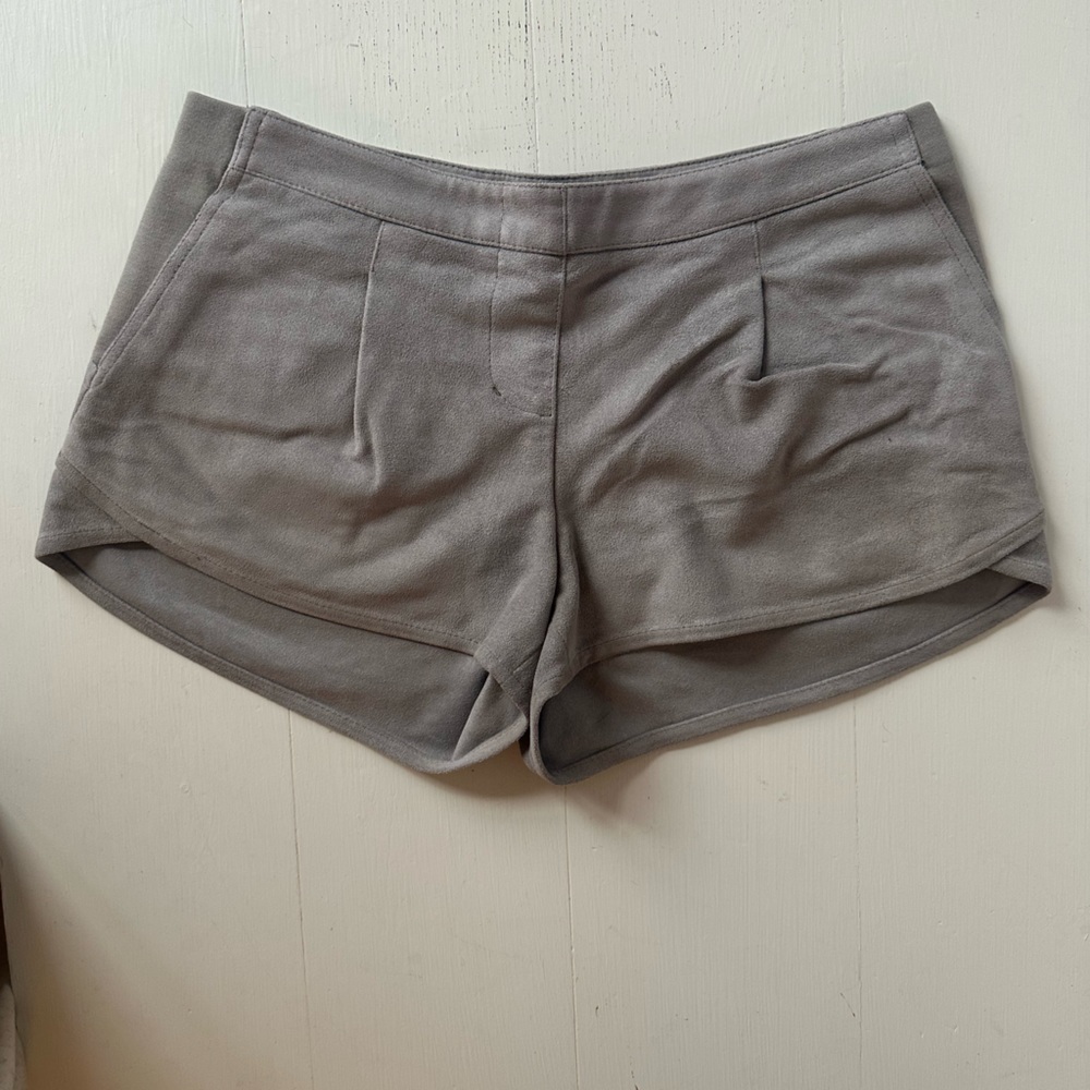 BCBG grey suede shorts
